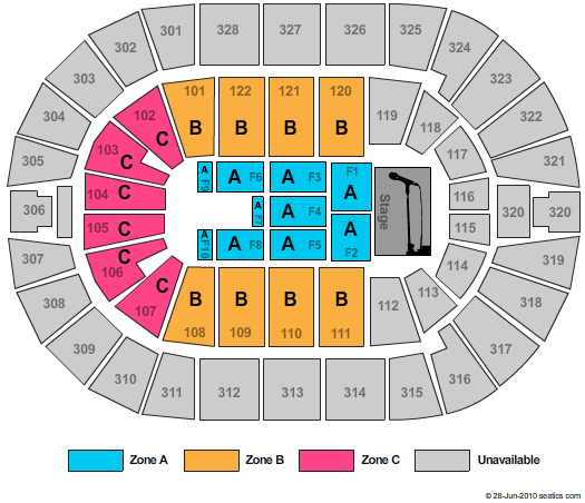 BOK Center Half House Zone Seating Chart